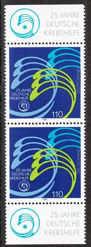 BUND 1999 Michel-Nummer 2044 postfrisch vert.PAAR RÄNDER unten/oben