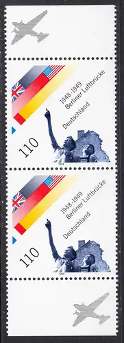 BUND 1999 Michel-Nummer 2048 postfrisch vert.PAAR RÄNDER unten/oben