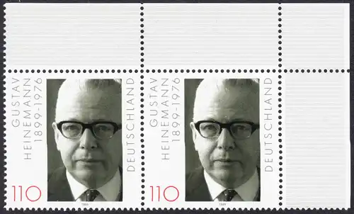 BUND 1999 Michel-Nummer 2067 postfrisch horiz.PAAR ECKRAND oben rechts