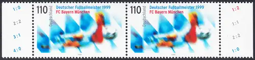 BUND 1999 Michel-Nummer 2074 postfrisch horiz.PAAR RÄNDER rechts/links (b)