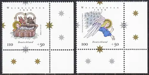BUND 1999 Michel-Nummer 2084-2085 postfrisch SATZ(2) EINZELMARKEN ECKRÄNDER unten rechts