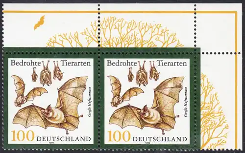 BUND 1999 Michel-Nummer 2086 postfrisch horiz.PAAR ECKRAND oben rechts