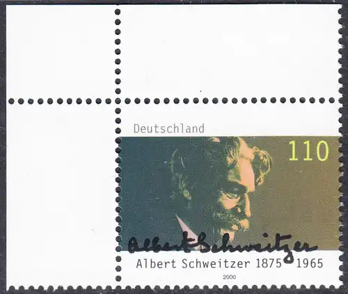 BUND 2000 Michel-Nummer 2090 postfrisch EINZELMARKE ECKRAND oben links