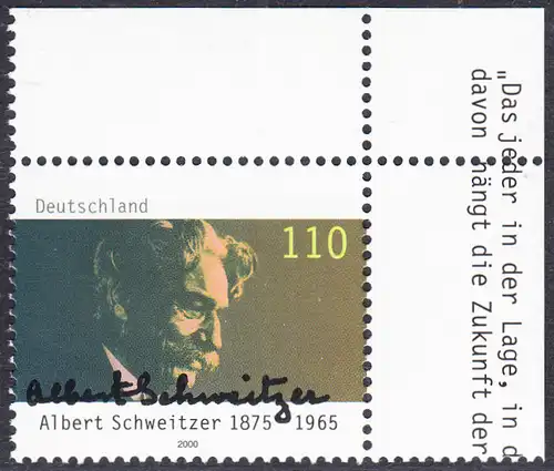 BUND 2000 Michel-Nummer 2090 postfrisch EINZELMARKE ECKRAND oben rechts