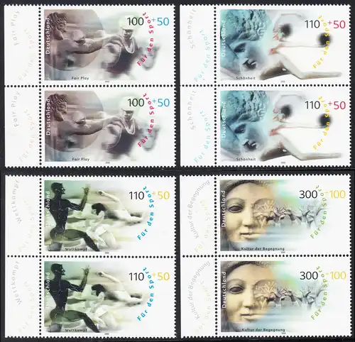 BUND 2000 Michel-Nummer 2094-2097 postfrisch SATZ(4) vert.PAARE RÄNDER links