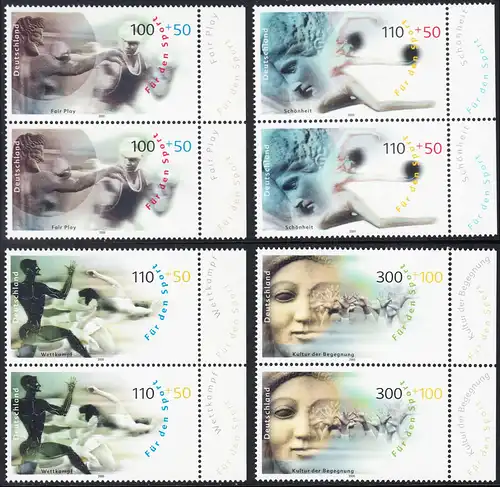 BUND 2000 Michel-Nummer 2094-2097 postfrisch SATZ(4) vert.PAARE RÄNDER rechts