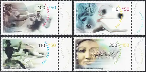 BUND 2000 Michel-Nummer 2094-2097 postfrisch SATZ(4) EINZELMARKEN RÄNDER rechts