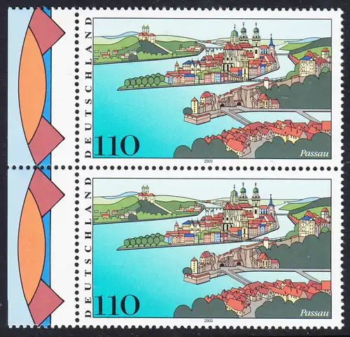 BUND 2000 Michel-Nummer 2103 postfrisch vert.PAAR RÄNDER links