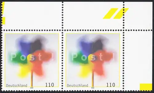 BUND 2000 Michel-Nummer 2106 postfrisch horiz.PAAR ECKRAND oben rechts