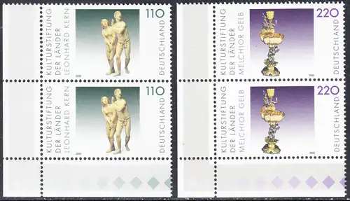 BUND 2000 Michel-Nummer 2107-2108 postfrisch SATZ(2) vert.PAARE ECKRÄNDER unten links