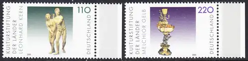 BUND 2000 Michel-Nummer 2107-2108 postfrisch SATZ(2) EINZELMARKEN RÄNDER rechts