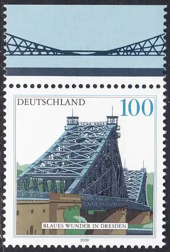 BUND 2000 Michel-Nummer 2109 postfrisch EINZELMARKE RAND oben (b)