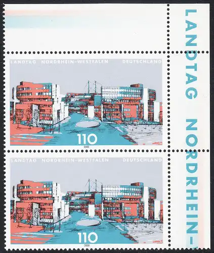 BUND 2000 Michel-Nummer 2110 postfrisch vert.PAAR ECKRAND oben rechts