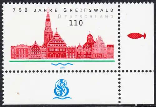 BUND 2000 Michel-Nummer 2111 postfrisch EINZELMARKE ECKRAND unten rechts