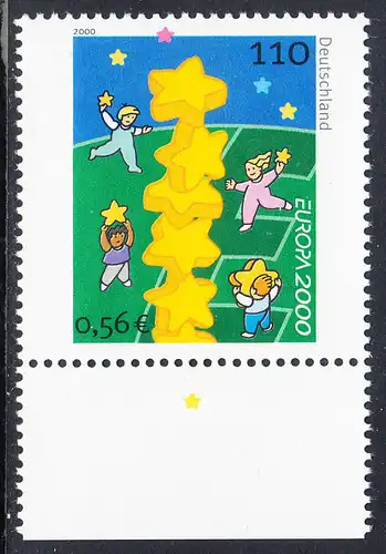 BUND 2000 Michel-Nummer 2113 postfrisch EINZELMARKE RAND unten (b)