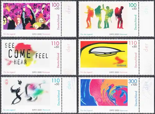 BUND 2000 Michel-Nummer 2117-2122 postfrisch SATZ(6) EINZELMARKEN RÄNDER rechts 