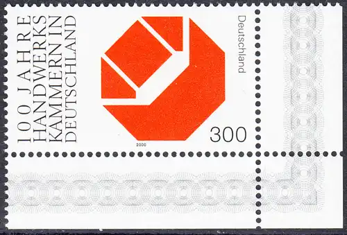 BUND 2000 Michel-Nummer 2124 postfrisch EINZELMARKE ECKRAND unten rechts