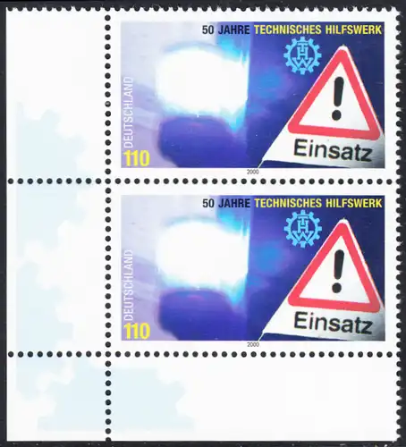 BUND 2000 Michel-Nummer 2125 postfrisch vert.PAAR ECKRAND unten links