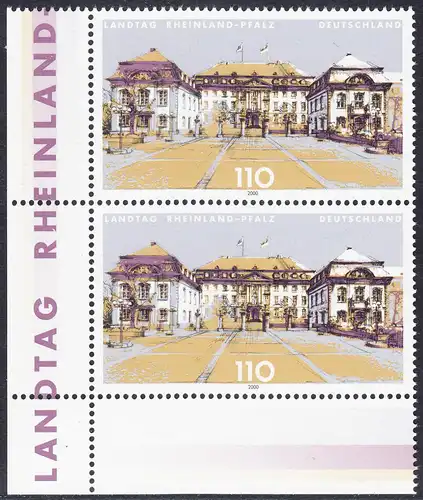 BUND 2000 Michel-Nummer 2129 postfrisch vert.PAAR ECKRAND unten links