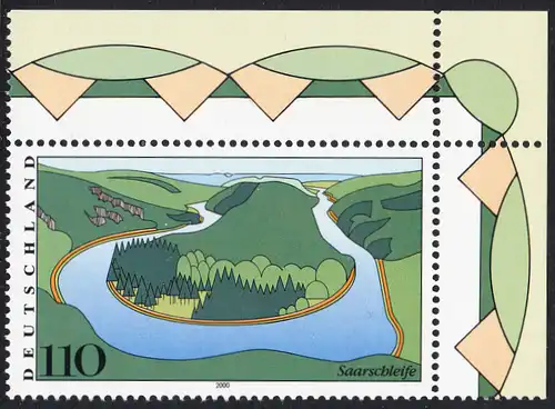 BUND 2000 Michel-Nummer 2133 postfrisch EINZELMARKE ECKRAND oben rechts