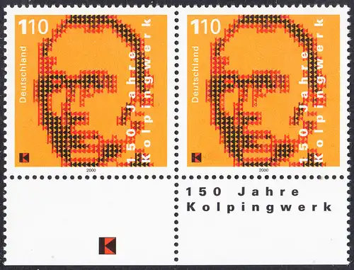 BUND 2000 Michel-Nummer 2135 postfrisch horiz.PAAR RÄNDER unten 