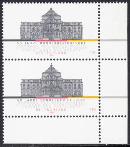 BUND 2000 Michel-Nummer 2137 postfrisch vert.PAAR ECKRAND unten rechts