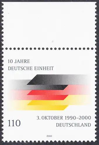 BUND 2000 Michel-Nummer 2142 postfrisch EINZELMARKE RAND oben (c)