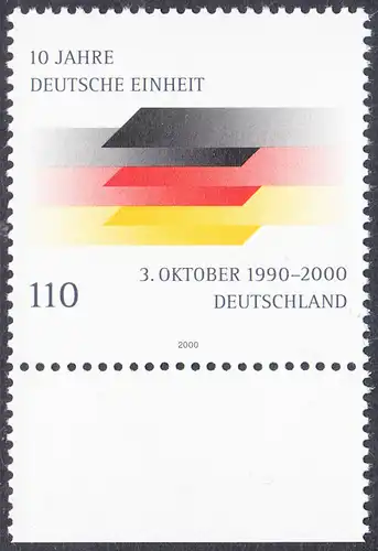 BUND 2000 Michel-Nummer 2142 postfrisch EINZELMARKE RAND unten (a)