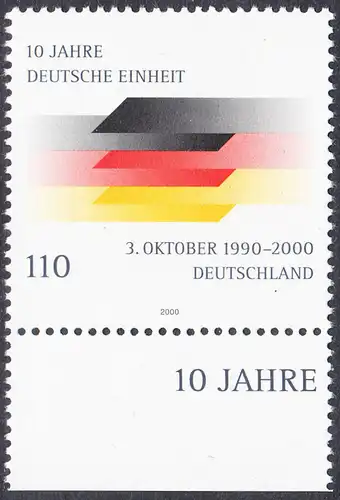 BUND 2000 Michel-Nummer 2142 postfrisch EINZELMARKE RAND unten (b)