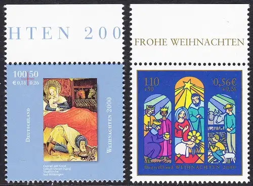 BUND 2000 Michel-Nummer 2151-2152 postfrisch SATZ(2) EINZELMARKEN RÄNDER oben (a)