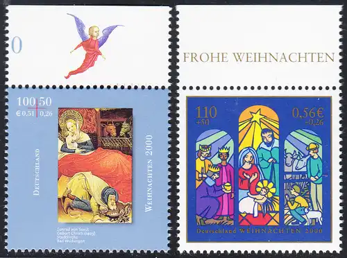 BUND 2000 Michel-Nummer 2151-2152 postfrisch SATZ(2) EINZELMARKEN RÄNDER oben (b)