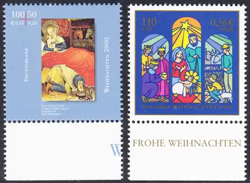 BUND 2000 Michel-Nummer 2151-2152 postfrisch SATZ(2) EINZELMARKEN RÄNDER unten (b)