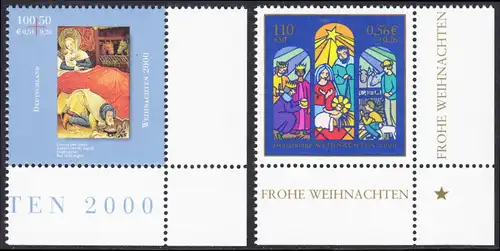 BUND 2000 Michel-Nummer 2151-2152 postfrisch SATZ(2) EINZELMARKEN ECKRÄNDER unten rechts