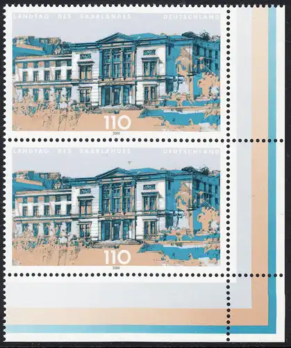 BUND 2000 Michel-Nummer 2153 postfrisch vert.PAAR ECKRAND unten rechts