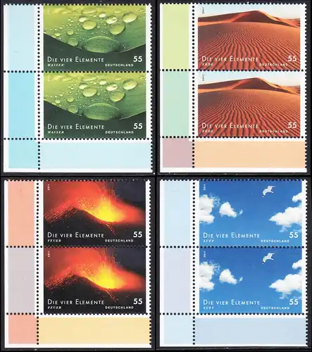 BUND 2011 Michel-Nummer 2852-2855 postfrisch SATZ(4) vert.PAARE ECKRÄNDER unten links