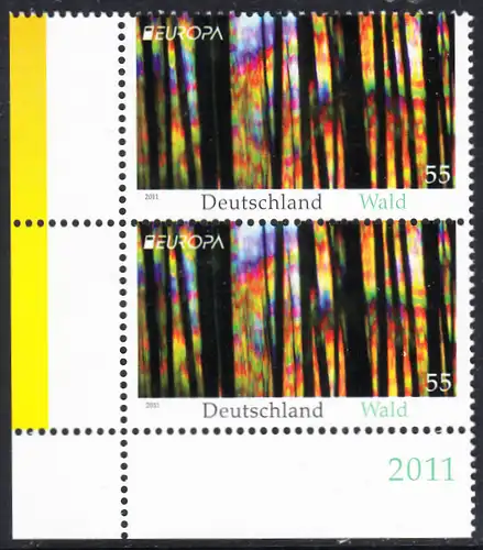 BUND 2011 Michel-Nummer 2864 postfrisch vert.PAAR ECKRAND unten links