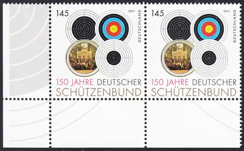 BUND 2011 Michel-Nummer 2881 postfrisch horiz.PAAR ECKRAND unten links