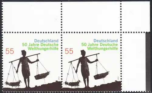 BUND 2012 Michel-Nummer 2928 postfrisch horiz.PAAR ECKRAND oben rechts