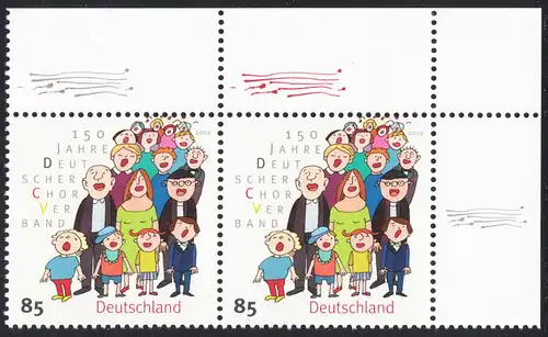 BUND 2012 Michel-Nummer 2939 postfrisch horiz.PAAR ECKRAND oben rechts