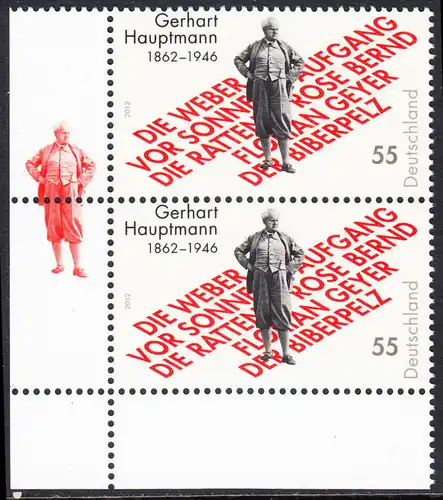 BUND 2012 Michel-Nummer 2963 postfrisch vert.PAAR ECKRAND unten links