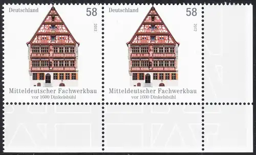 BUND 2012 Michel-Nummer 2970 postfrisch horiz.PAAR ECKRAND unten rechts