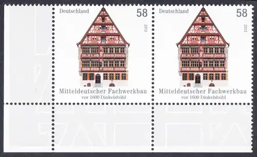 BUND 2012 Michel-Nummer 2970 postfrisch horiz.PAAR ECKRAND unten links