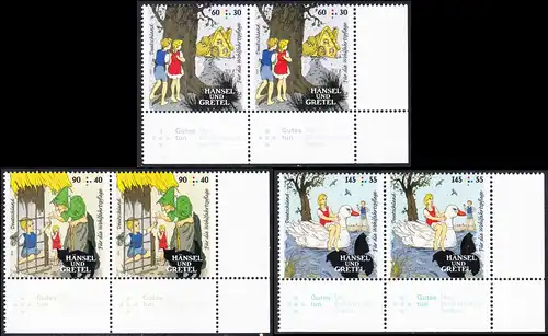 BUND 2014 Michel-Nummer 3056-3058 postfrisch SATZ(3) horiz.PAARE ECKRÄNDER unten rechts