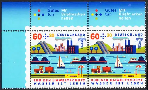 BUND 2014 Michel-Nummer 3067 postfrisch horiz.PAAR ECKRAND oben links