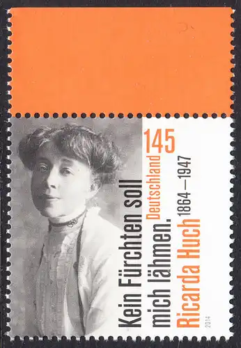 BUND 2014 Michel-Nummer 3093 postfrisch EINZELMARKE RAND oben