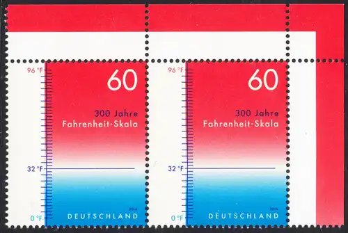 BUND 2014 Michel-Nummer 3109 postfrisch horiz.PAAR ECKRAND oben rechts