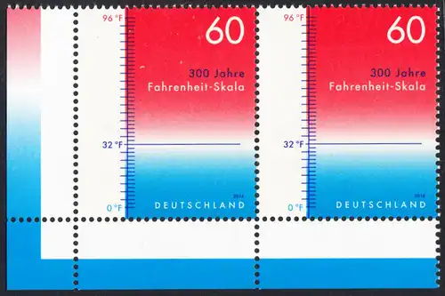 BUND 2014 Michel-Nummer 3109 postfrisch horiz.PAAR ECKRAND unten links