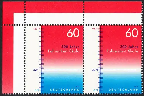 BUND 2014 Michel-Nummer 3109 postfrisch horiz.PAAR ECKRAND oben links