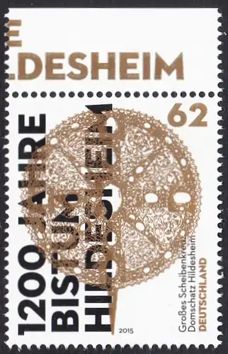 BUND 2015 Michel-Nummer 3137 postfrisch EINZELMARKE RAND oben (a)