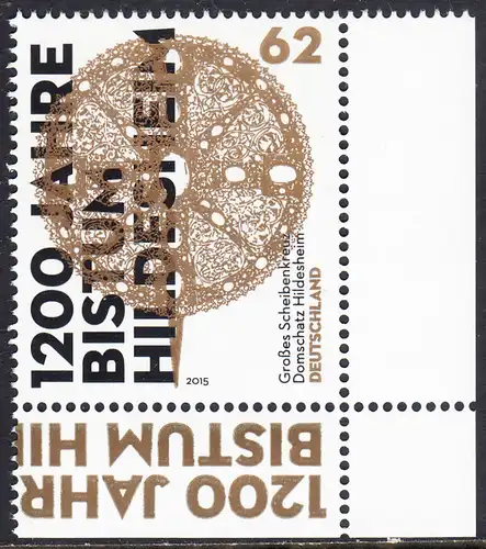 BUND 2015 Michel-Nummer 3137 postfrisch EINZELMARKE ECKRAND unten rechts